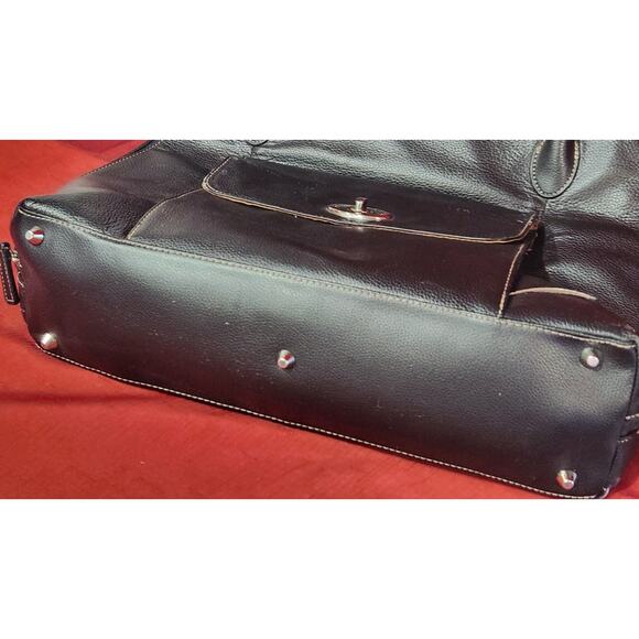 Vintage BLACK Jaguar Leather Briefcase Bag w/ Clean Interior - Picture 7 of 8